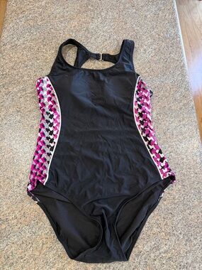 Catalina Black and Pink Women's Swimsuit size Large